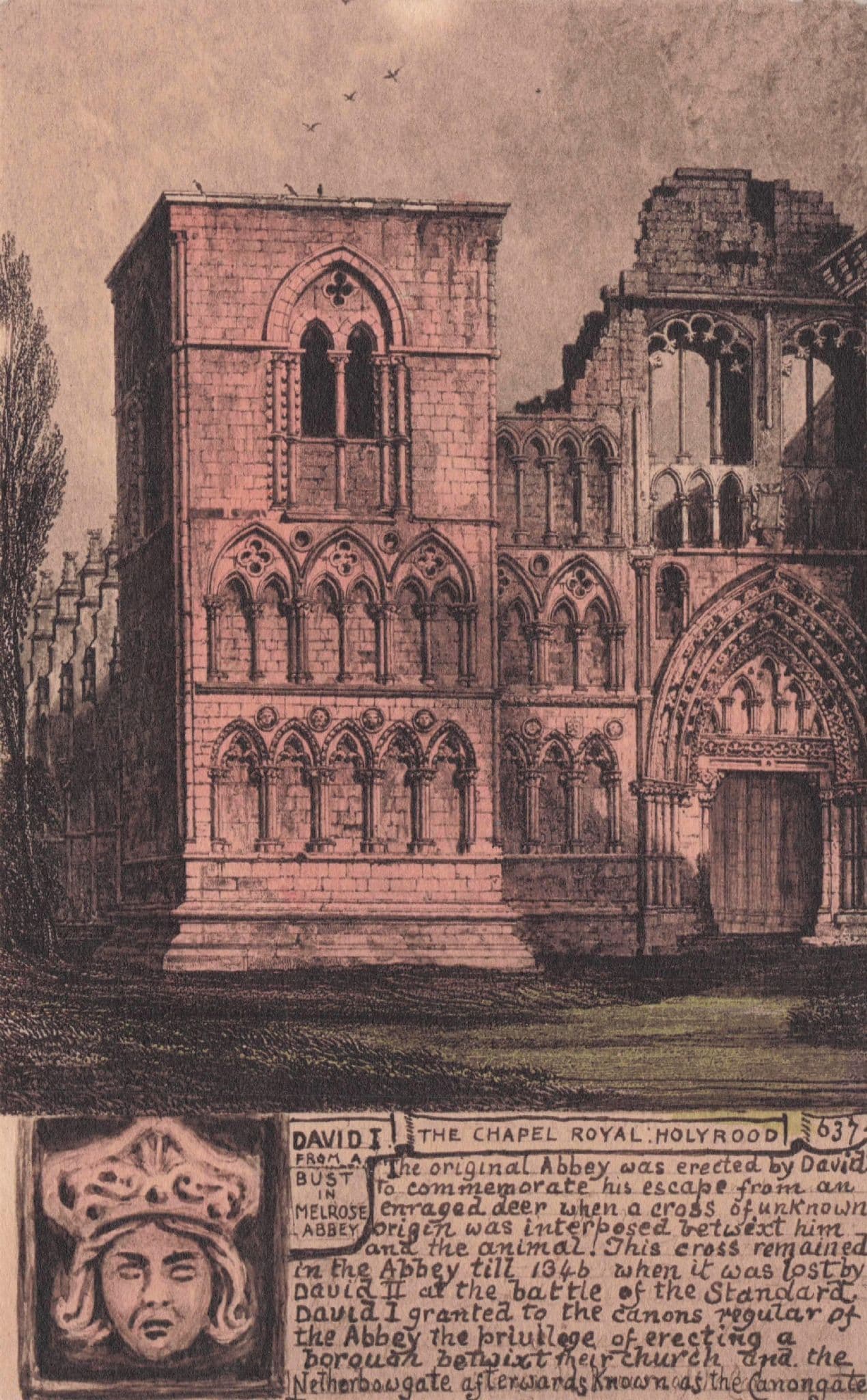 King David 1st Stag Hunting Holyrood Chapel Phillimore Old Postcard (1)
