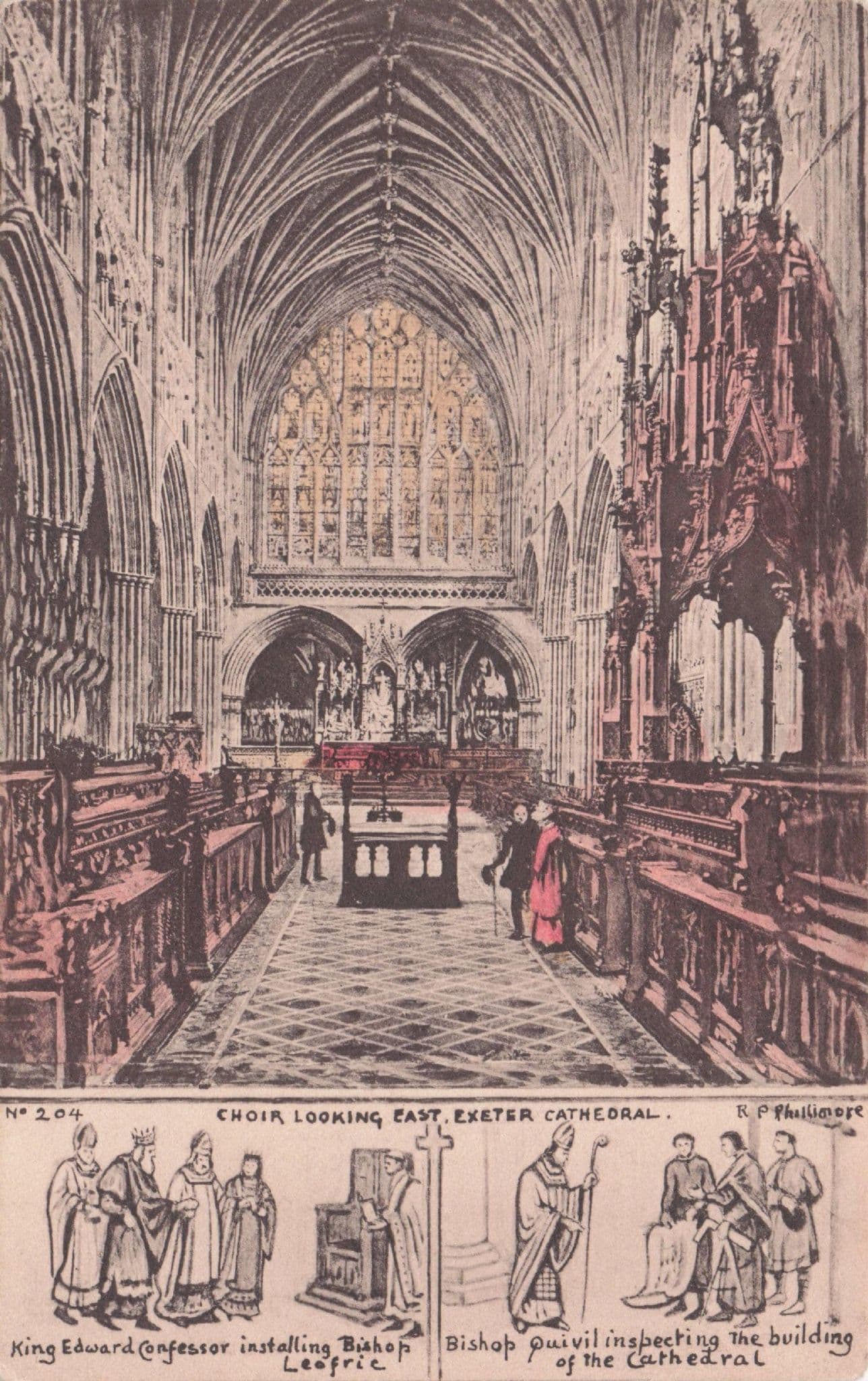 King Edward Confessor Exeter Cathedral Choir Phillimore Old Postcard