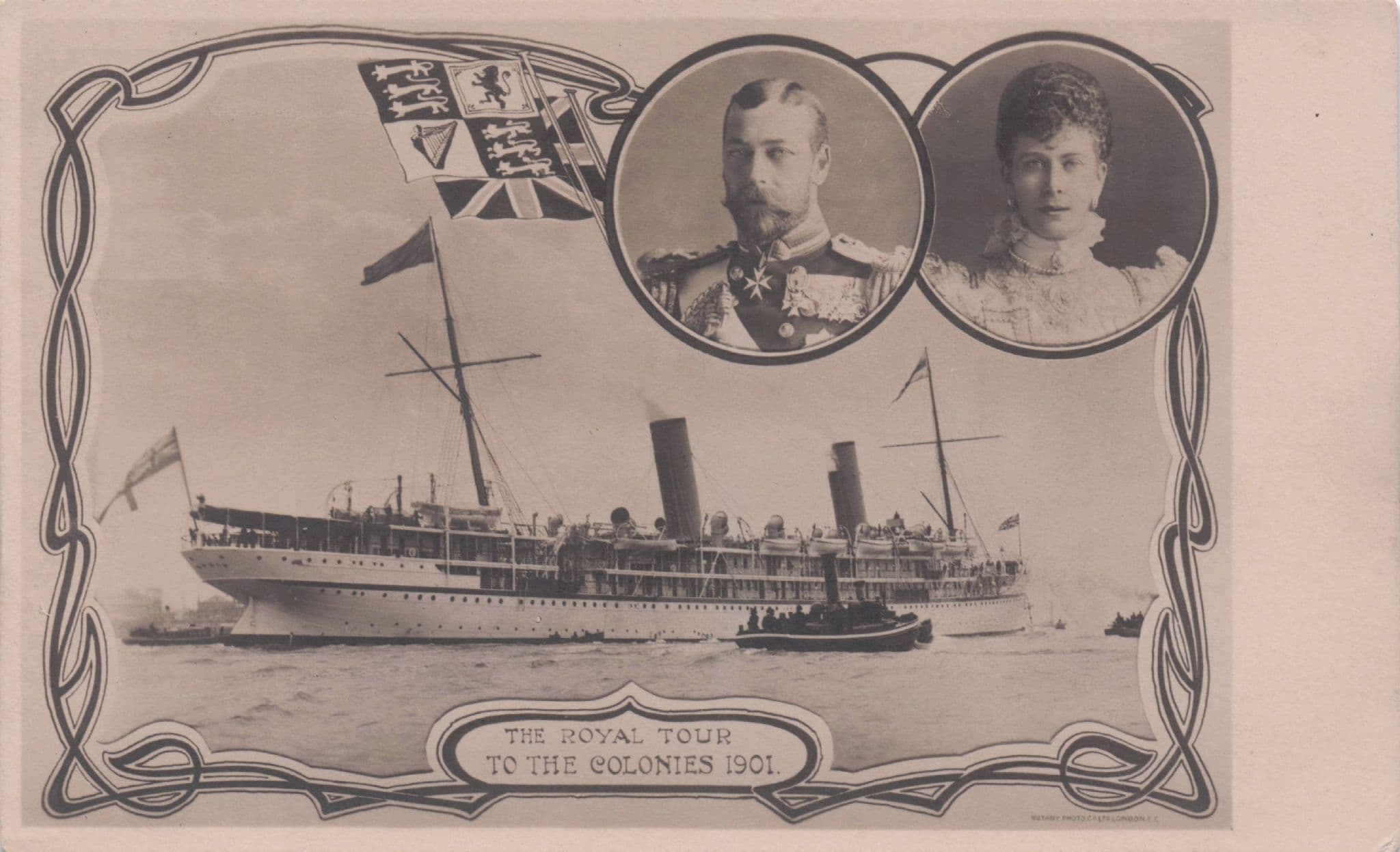 King Edward VII Royal Tour Of Colonies 1901 Ship Antique Postcard