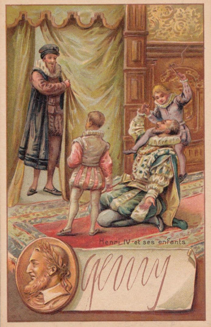 King Henry IV 4th Printed Signed Bendorps Cocoa Postcard Old Antique Trade Card