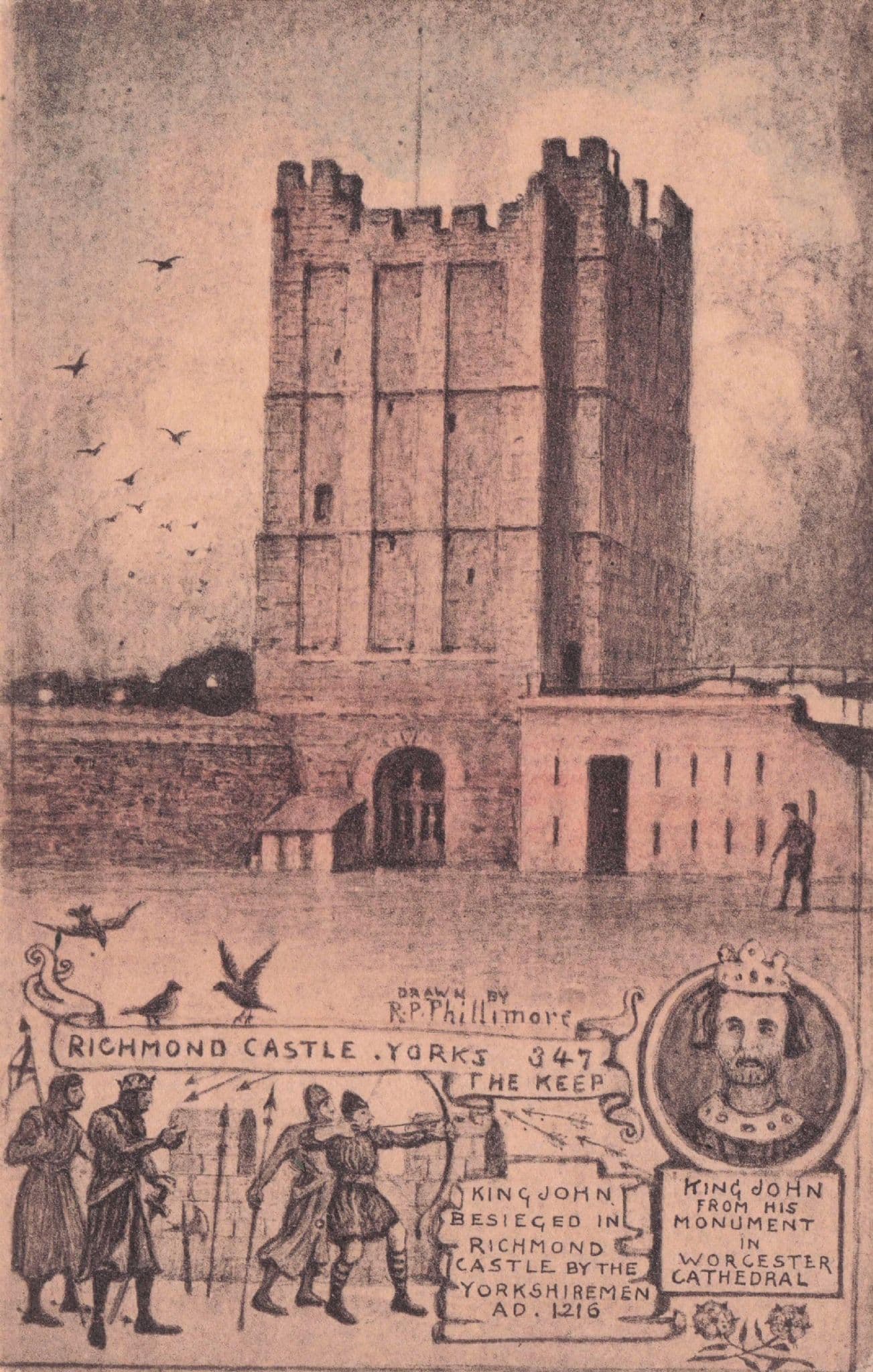 King John Captive Richmond Castle York Phillimore Old Postcard