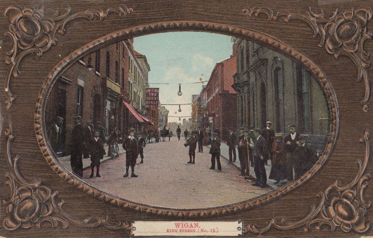 King Street Wigan 1917 Antique WW1 War Lancs Postcard