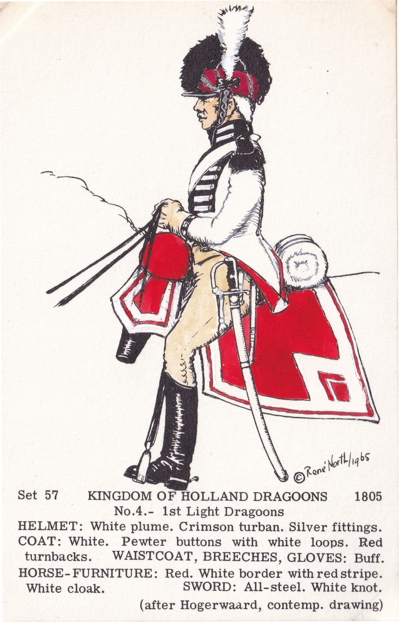 Kingdom Of Holland 1st Light Dragoons Napoleonic War Uniform PB Postcard