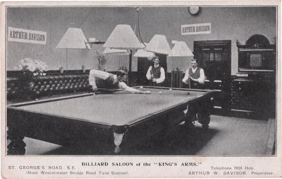 Kings Arms Pub St Georges Road London Billiard Saloon Advertising Postcard