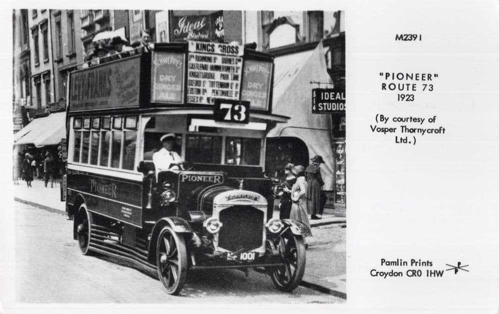 Kings Cross Old Pioneer Route 27 in 1923 Bus Tram London Photo Postcard