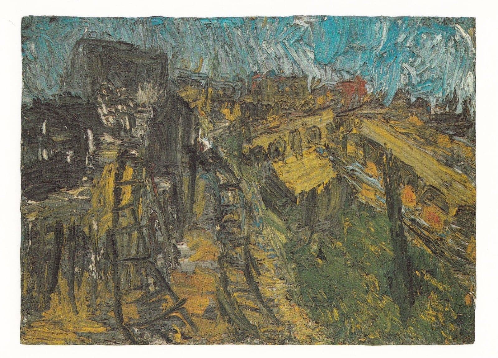 Kings Cross Train Railway Station in 1960s Summer Heatwave Oil Painting Postcard