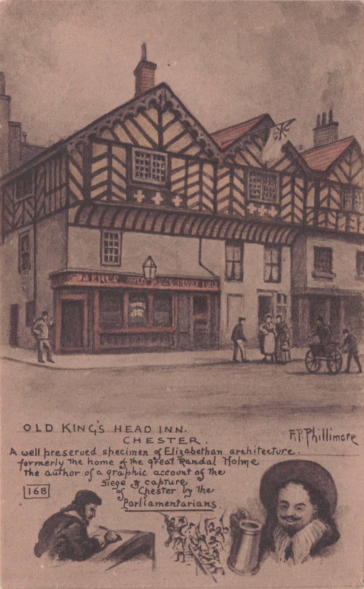 Kings Head Inn Chester Parliamentarians Tankard Old Phillimore Postcard