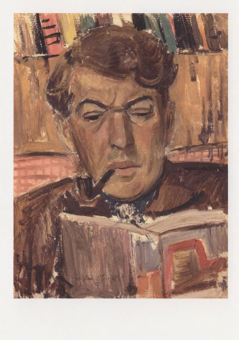 Kingsley Amis Poetry TV Critic Author Portrait Painting Postcard