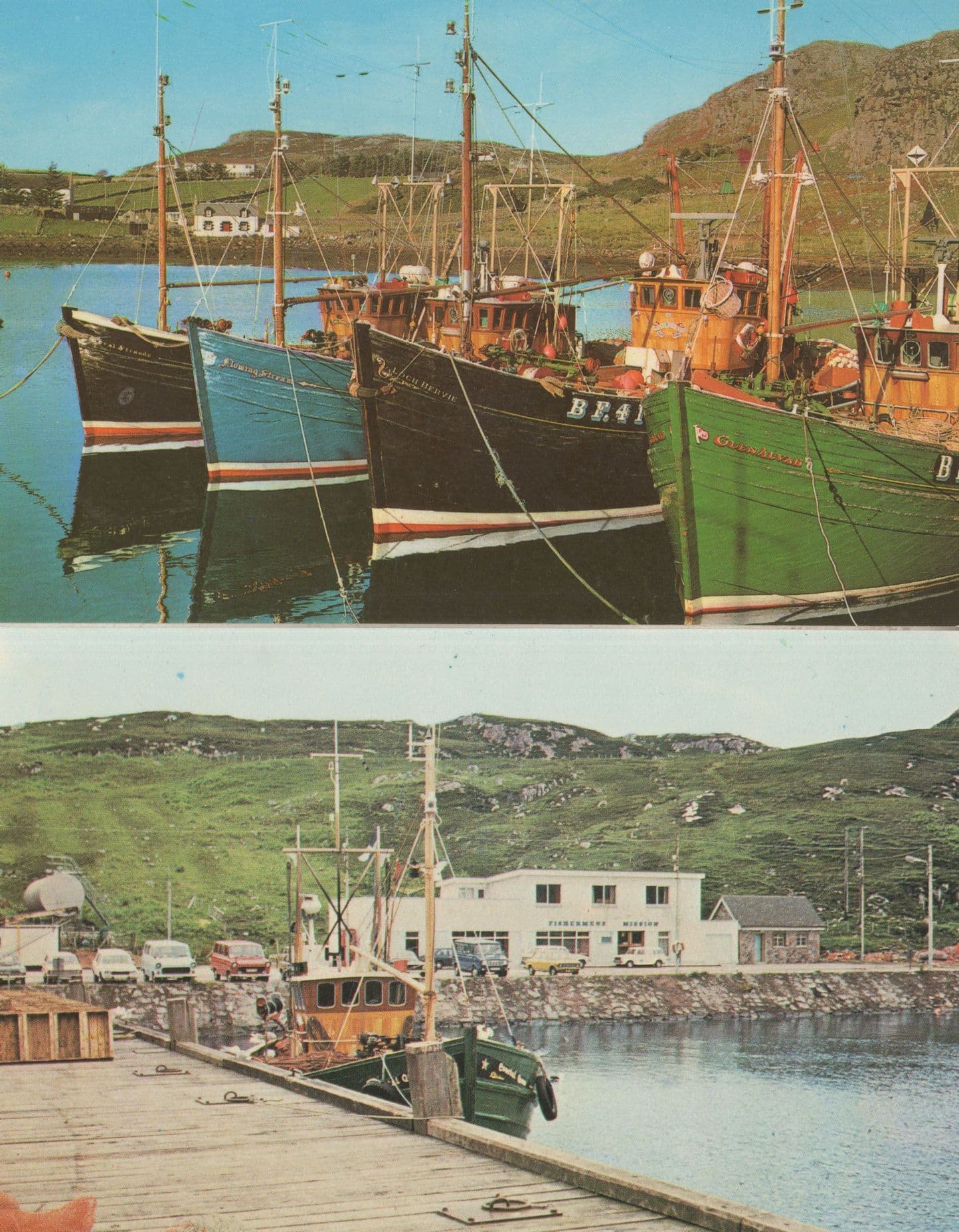 Kinlochbervie From Pier 2x 1970s Scottish Boat Ships Postcard s