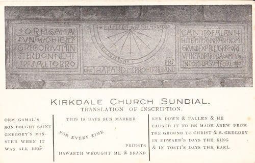 Kirkdale Church Yorkshire Sundial Clock Saint Gregory King Henry Old Postcard