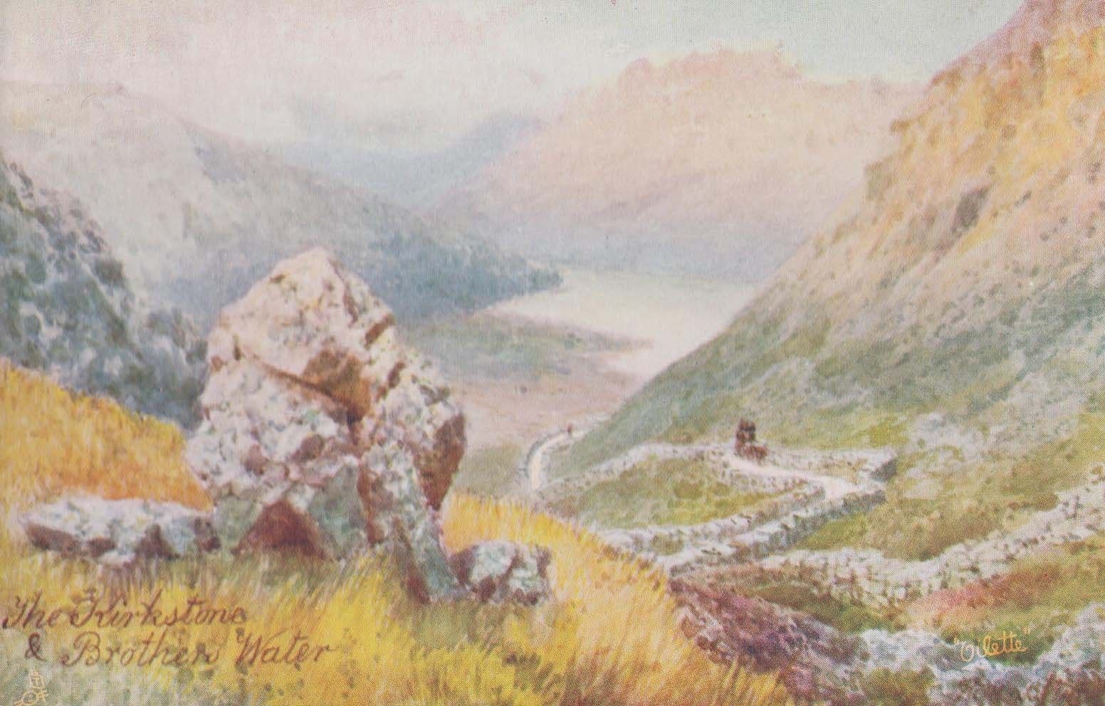 Kirkstone Lake The Kirkstones Brothers Water Cumbria Oilette Antique Postcard