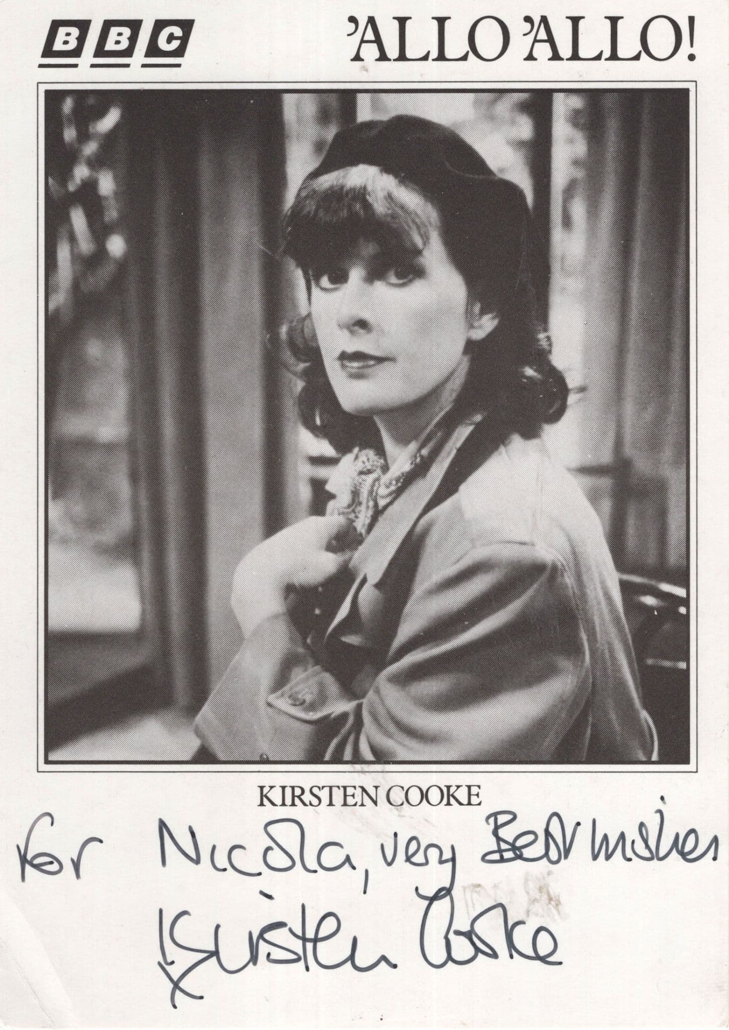 Kirsten Cooke Allo Allo Vintage BBC Hand Signed Cast Card Photo