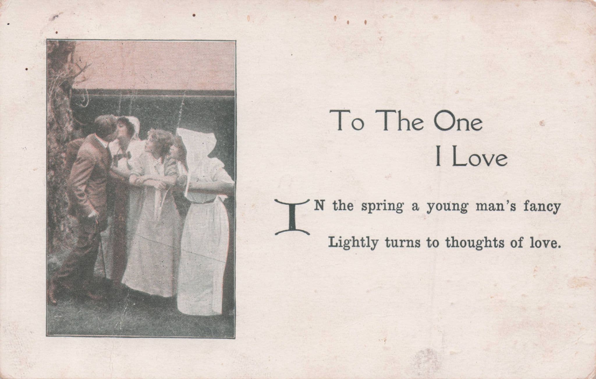 Kissing Parade Love Mans Fancy Old USA WW1 Real Photo Comic Postcard