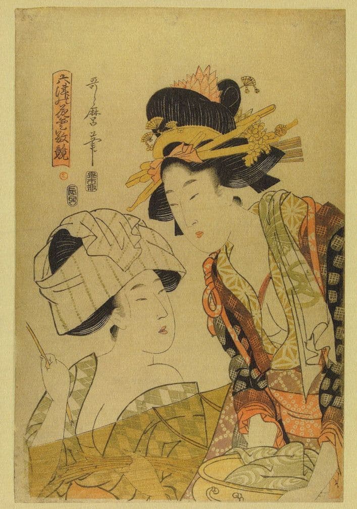 Kitagawa Utamaro II Washing Clothes Japanese Museum Painting Postcard