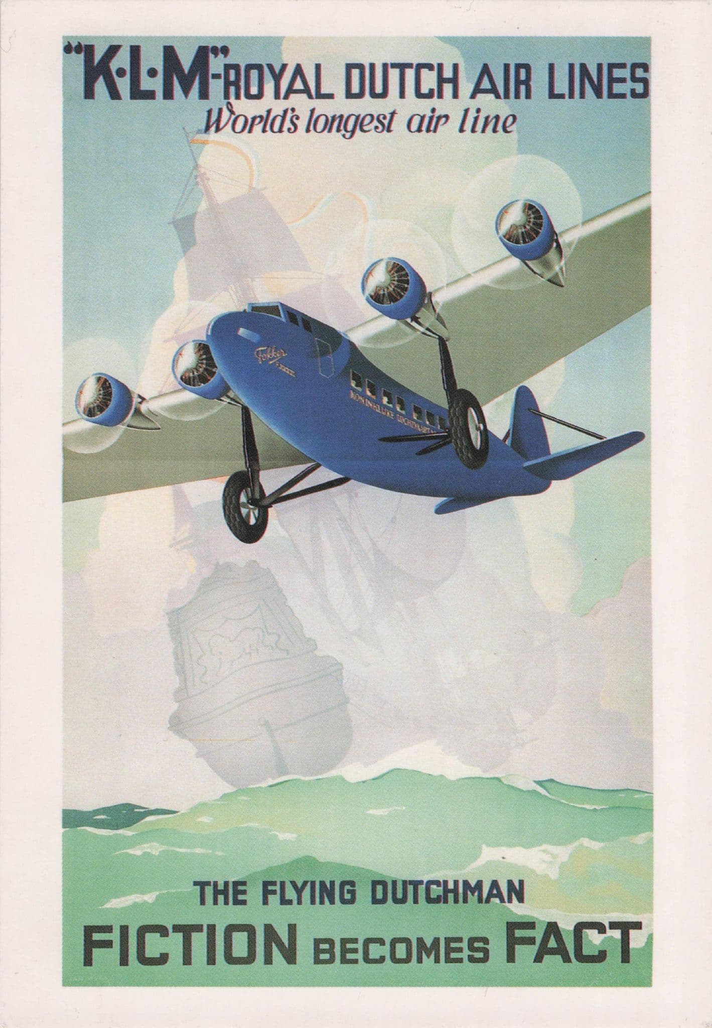 KLM Royal Dutch Air Lines Flying Dutchman Plane Poster Postcard