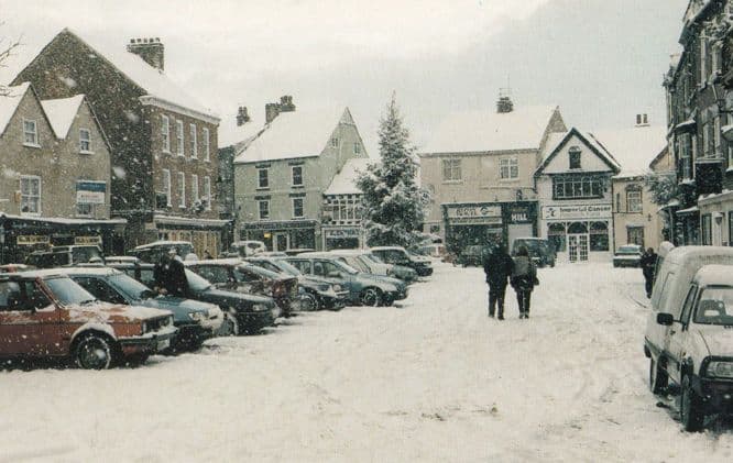Knaresborough Bookmakers Snow at Christmas Yorkshire Village Large Postcard