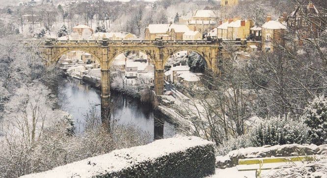 Knaresborough Viaduct in Christmas Winter Snow Large Postcard