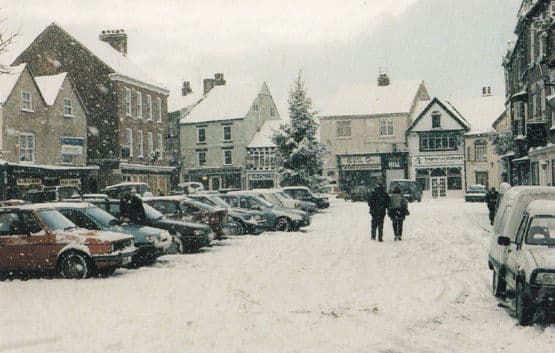 Knaresborough Yorkshire Cancer Charity Shop in Winter Snow Yorkshire Postcard