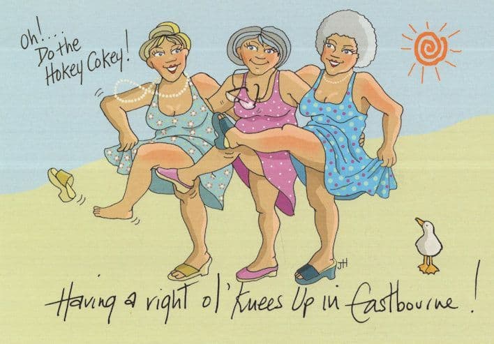 Knees Up Hokey Cokey Eastbourne Dance Comic Postcard