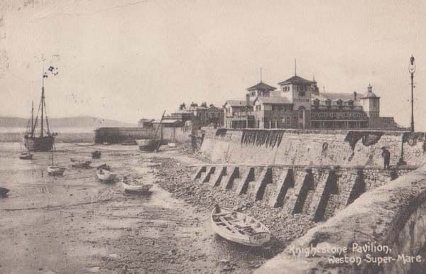 Knightstone Pavillion + Fishing Boat Weston Super Mare Somerset Antique Postcard
