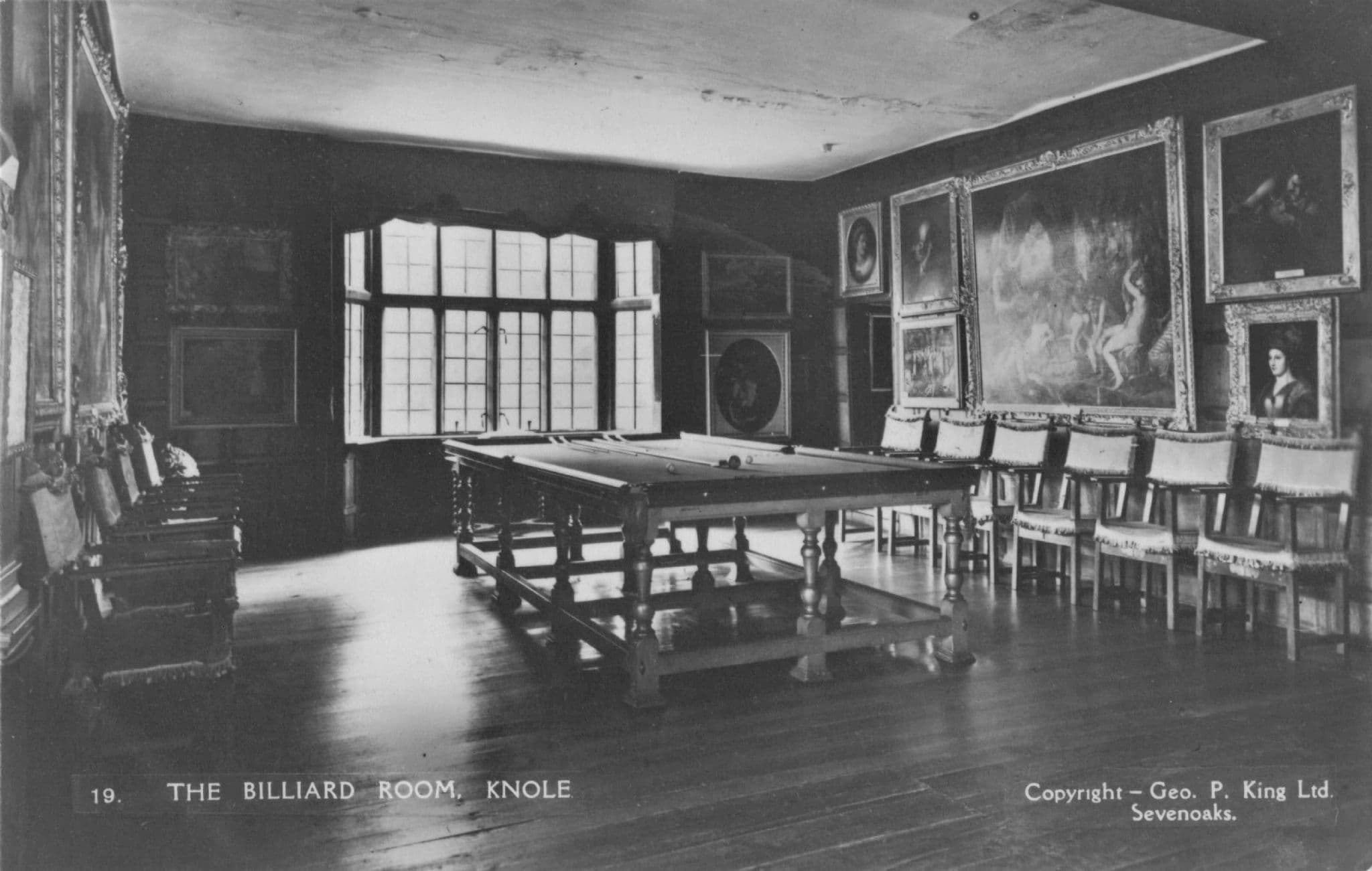 Knole Billiards Snooker Room National Trust Kent Old Postcard