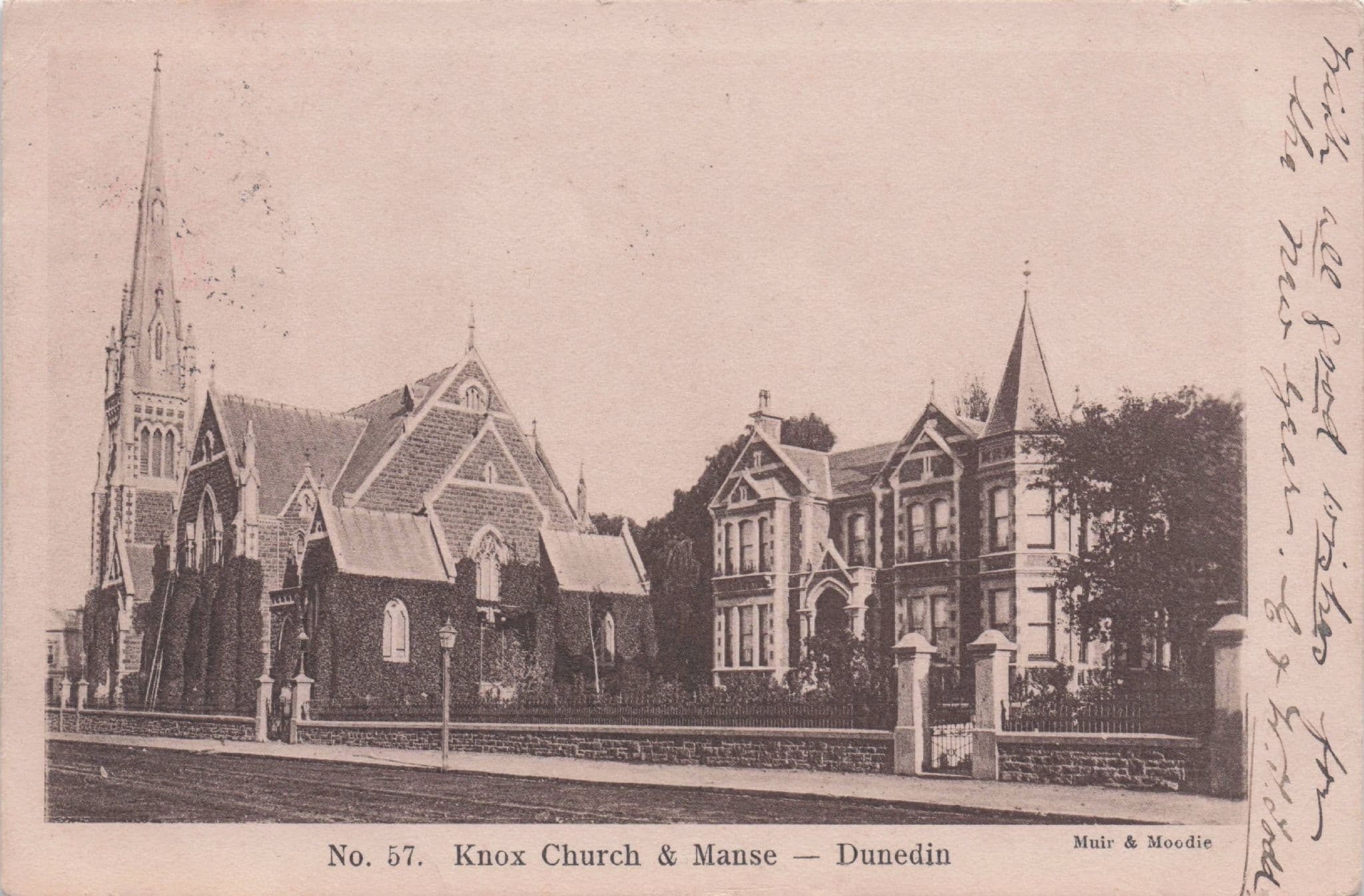 Knox Church Dunedin Antique New Zealand Postcard