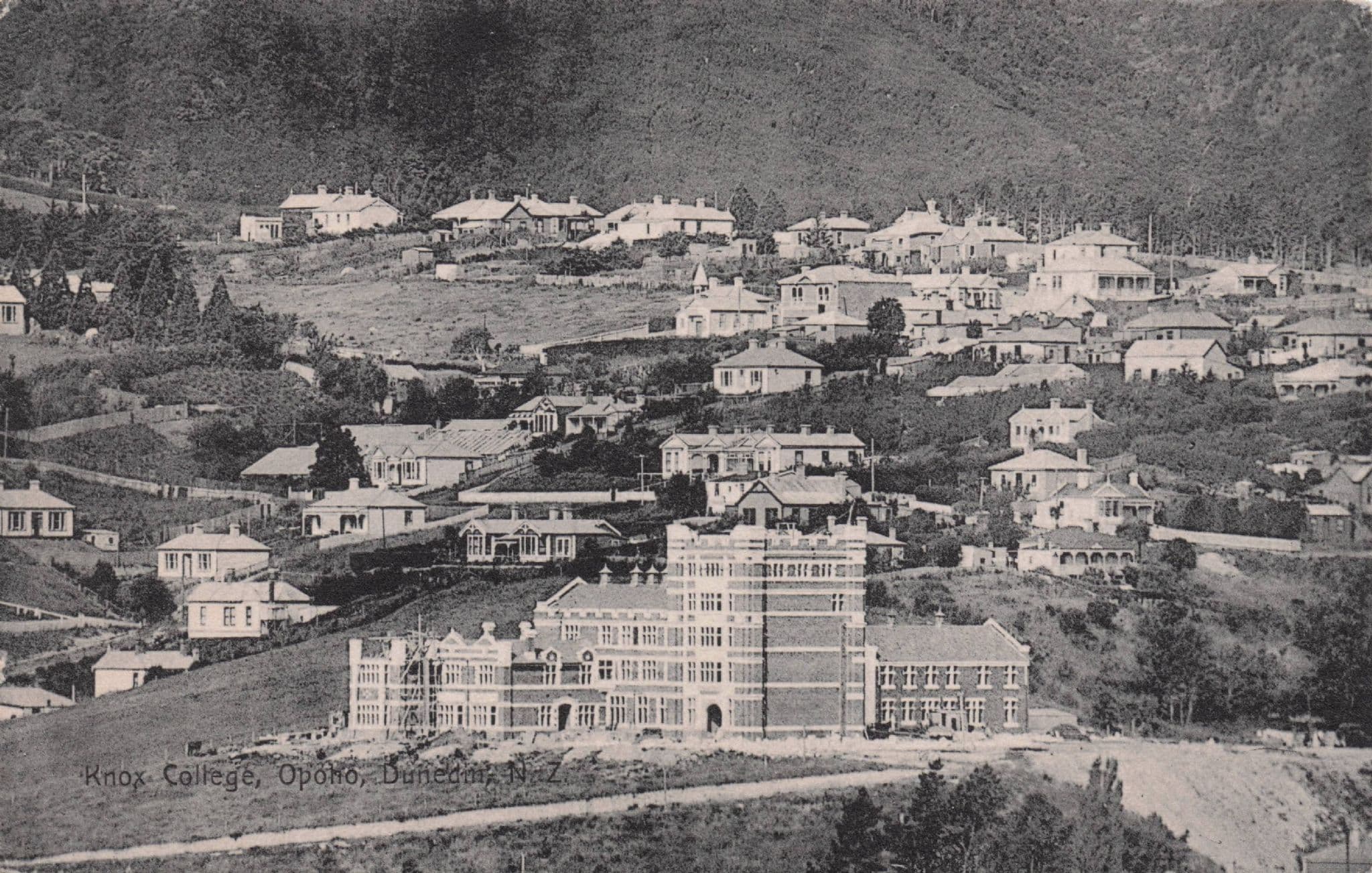 Knox College Opoho New Zealand Aerial Old Postcard