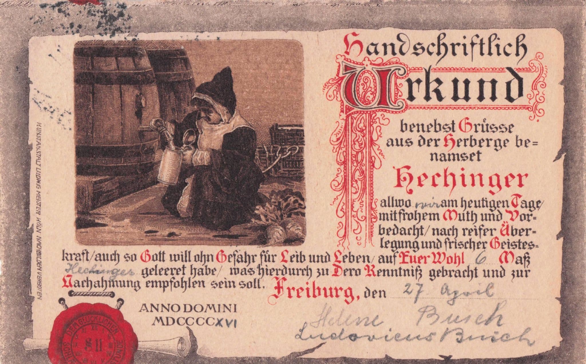Koln Handschriftlich Urkund Antique WW1 German Postcard