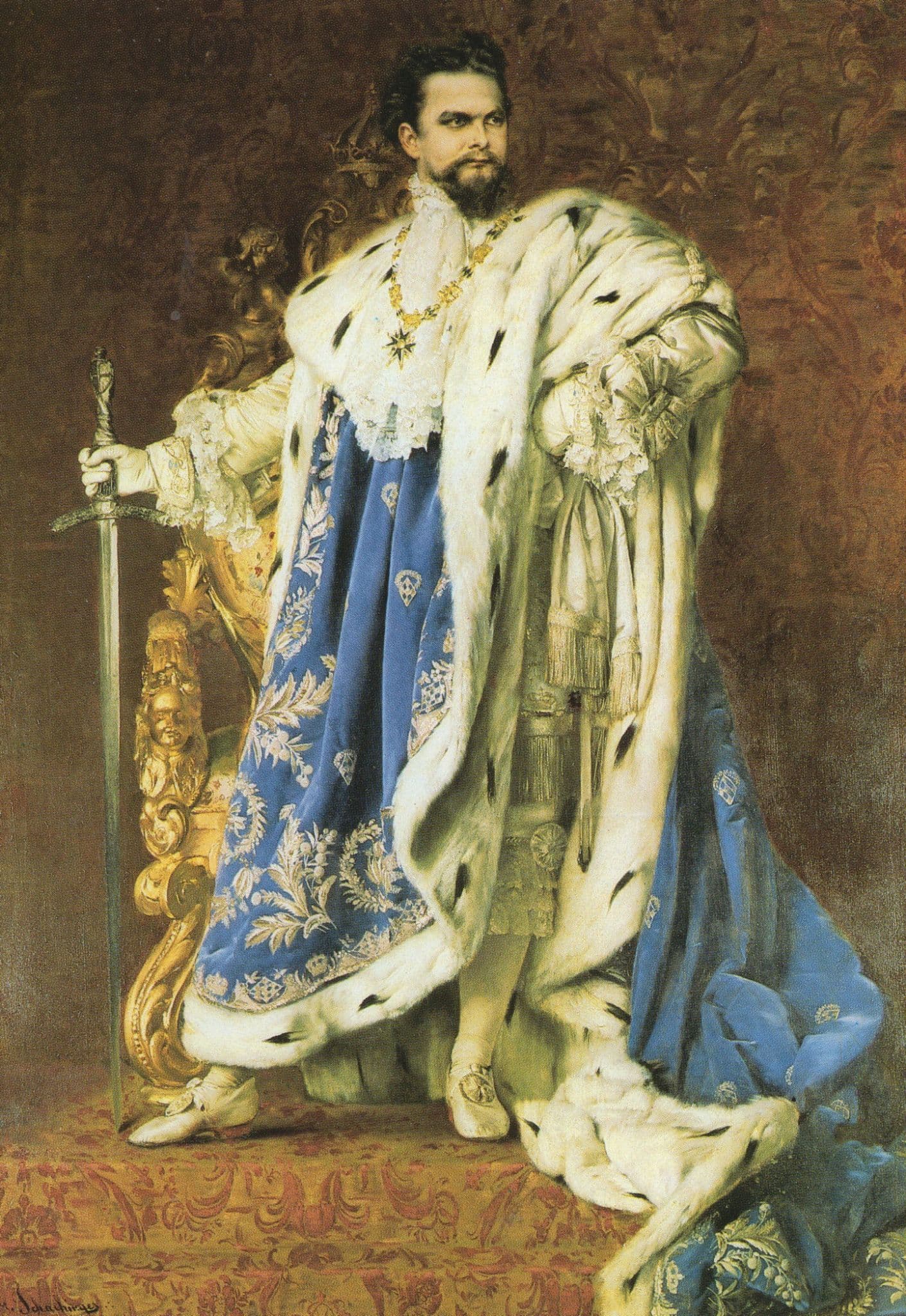 Konig King Ludwig II Von Bayern German Painting Postcard