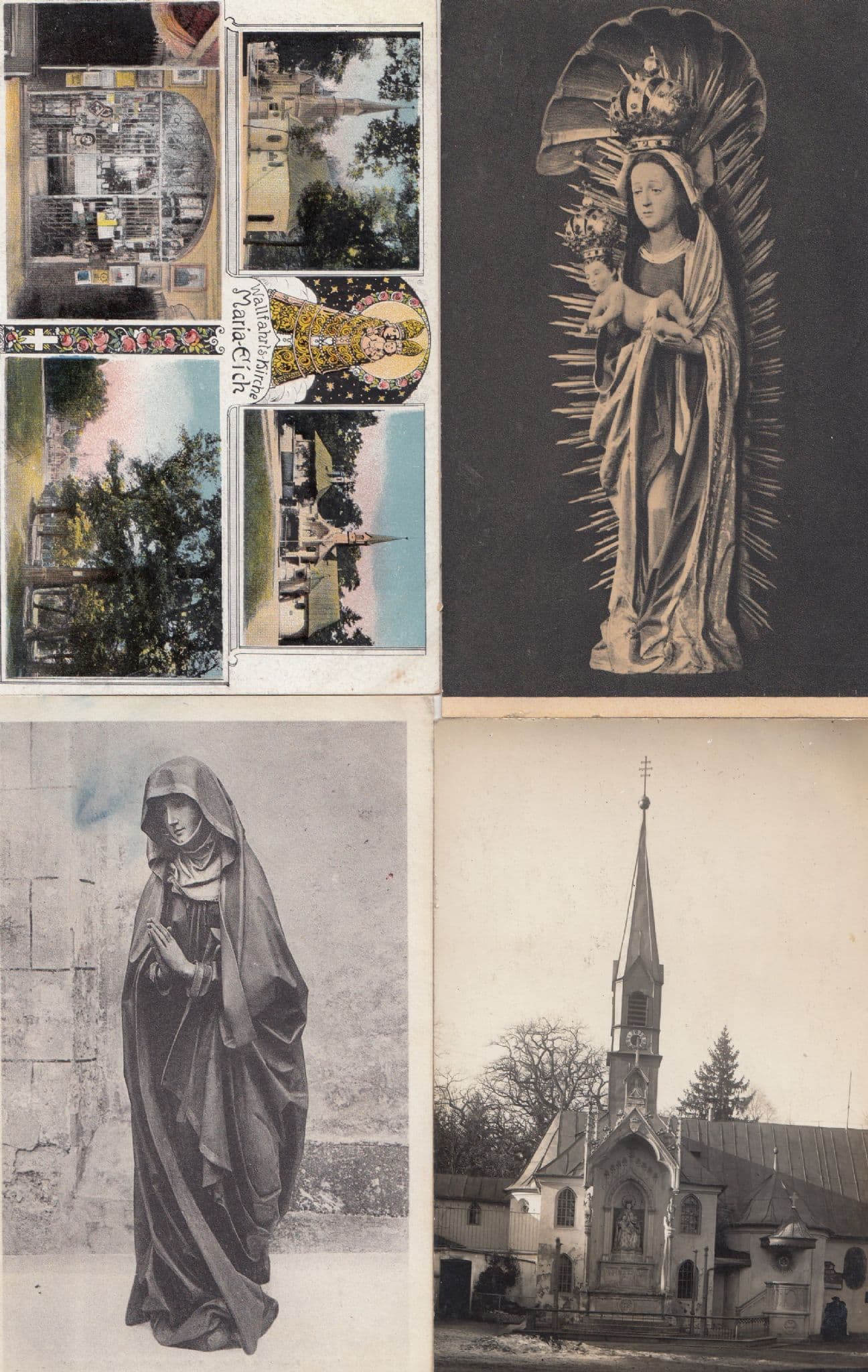 Kreis Aalen Blutenburg Maria Eich Monastry 4x German Religious Postcard s