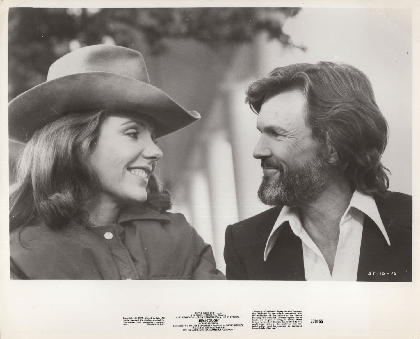 Kris Kristofferson Jill Clayburgh Semi-Tough Film Monochrome Publicity Photo