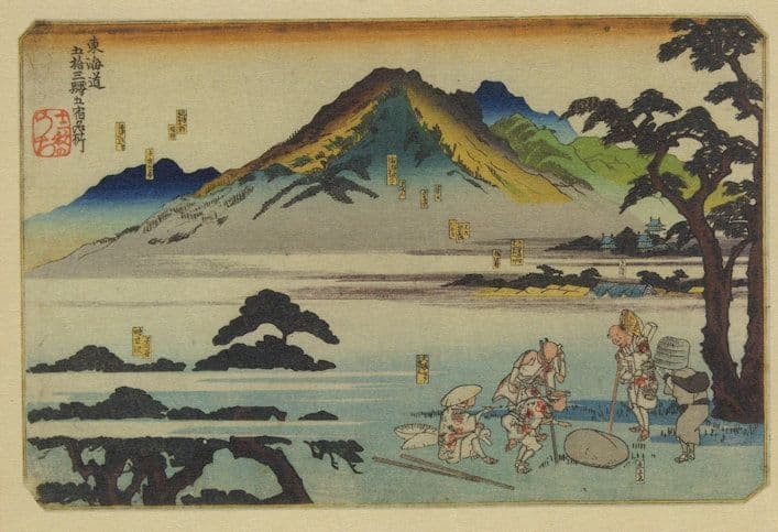 Kuniyoshi Five Stations Oiso Odowara Hakone Japanese Painting Postcard