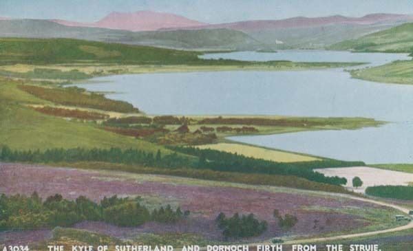 Kyle Of Sutherland Dornoch Firth From Struie Vintage Aerial Scottish Postcard