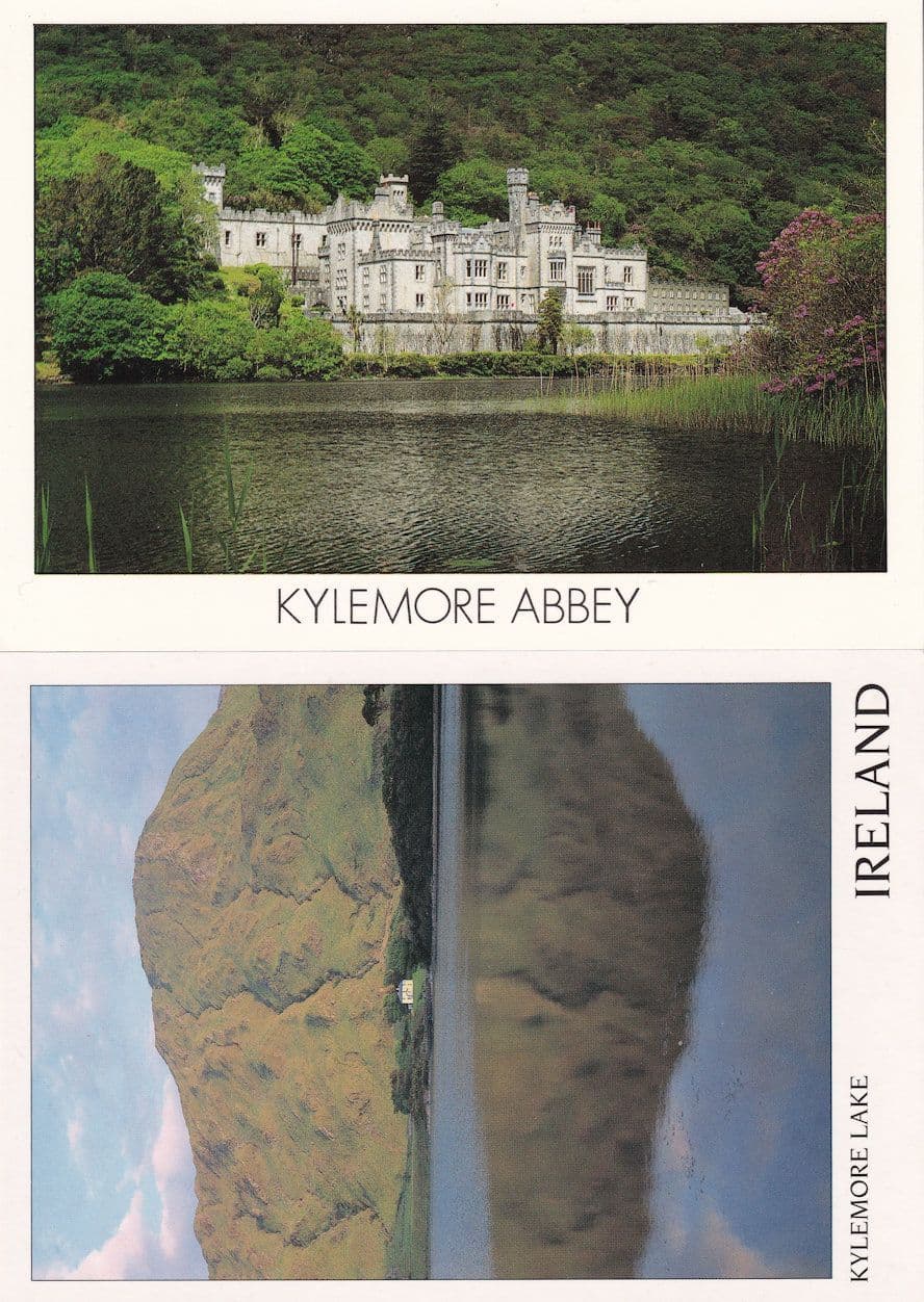Kylemore Lake Abbey 2x Irish Connemara Postcard s