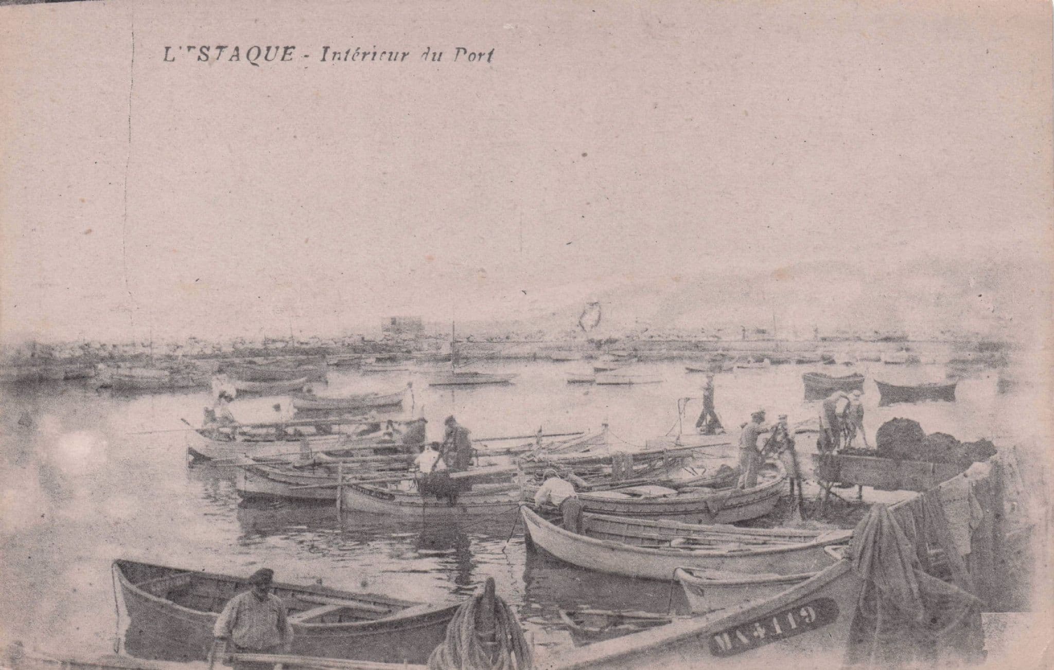 L'Estaque Port Interior Boats Ship French Old Postcard