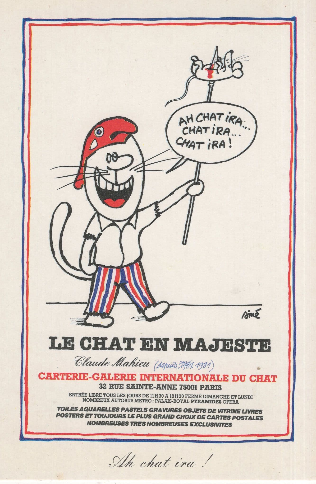 La Majeste Chat IRA Comic Cat & Mouse French Poster Postcard