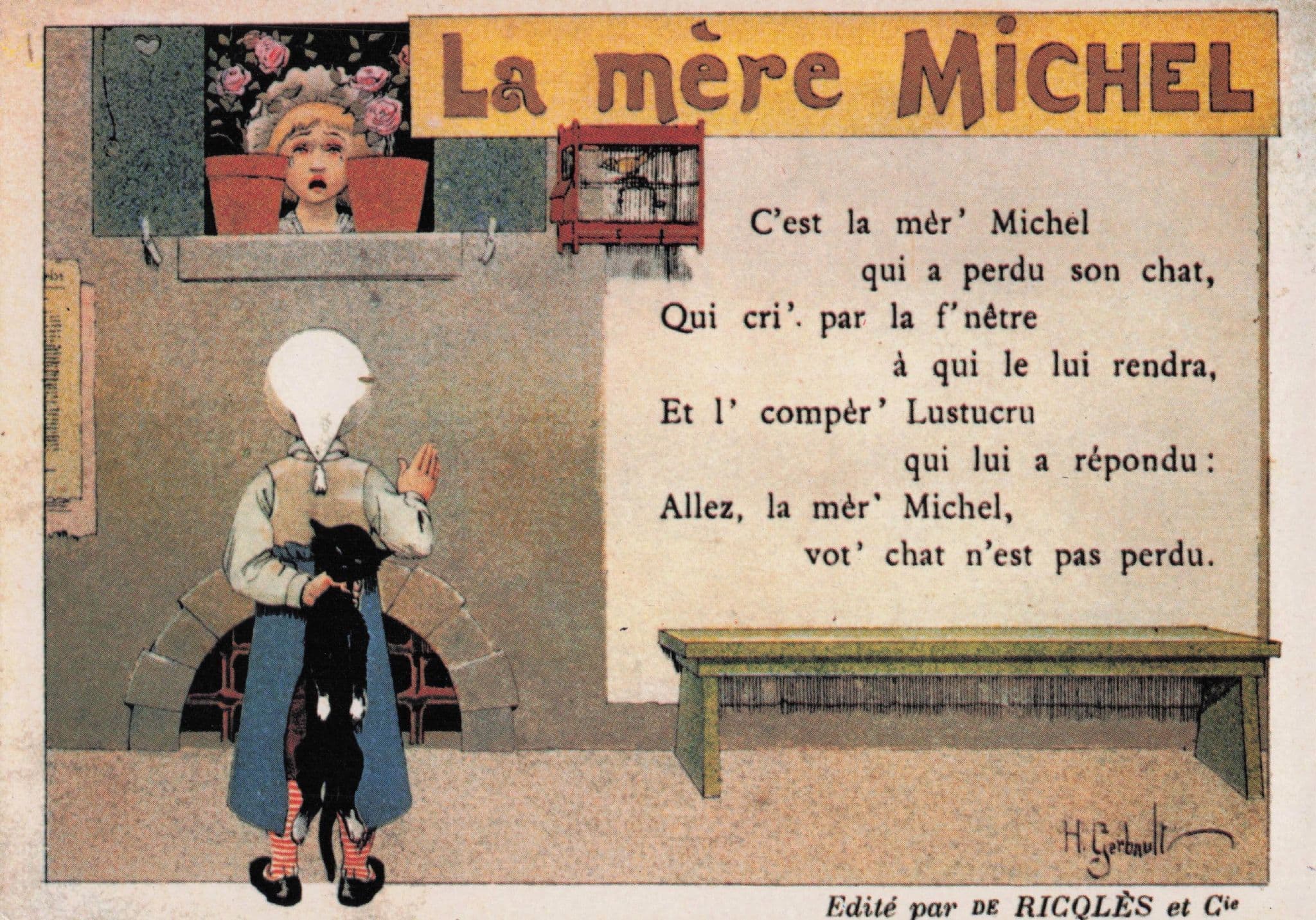 La Mere Michel French Poem Poetry Painting Art Postcard