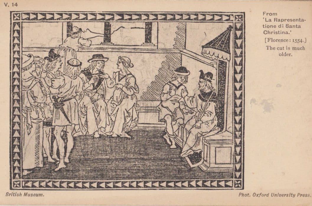La Represenatione Di Santa Christina Medieval 1554 Painting Antique Postcard
