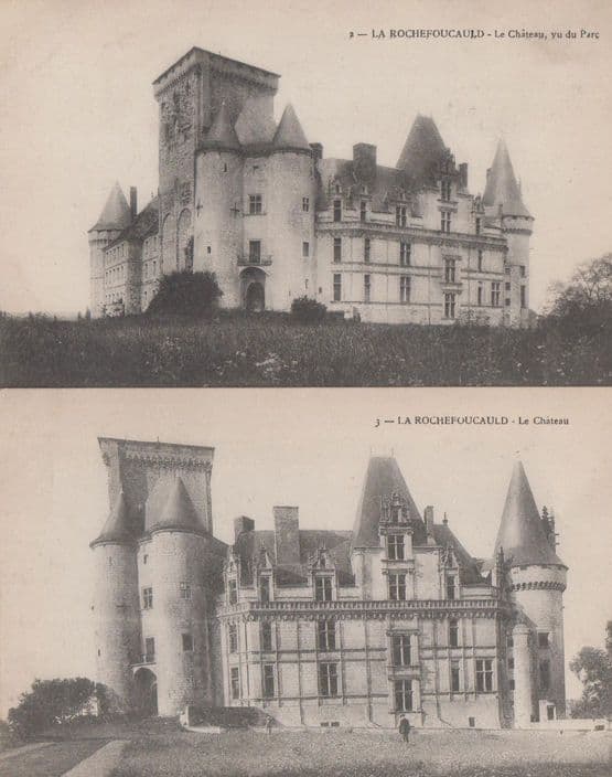 La Rochefoucauld Chateau Old French 2x Postcard
