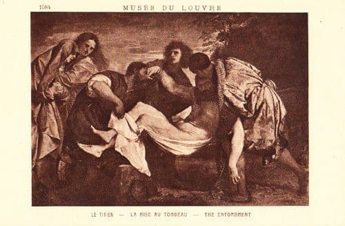La Titien The Entombment Museum De Louvre Art Gallery Antique Painting Postcard