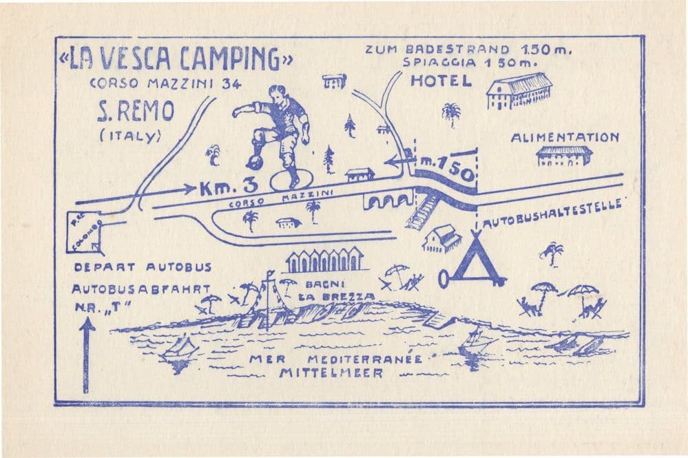 La Vesca Camping Italy Italian Vintage Advertising Map Card