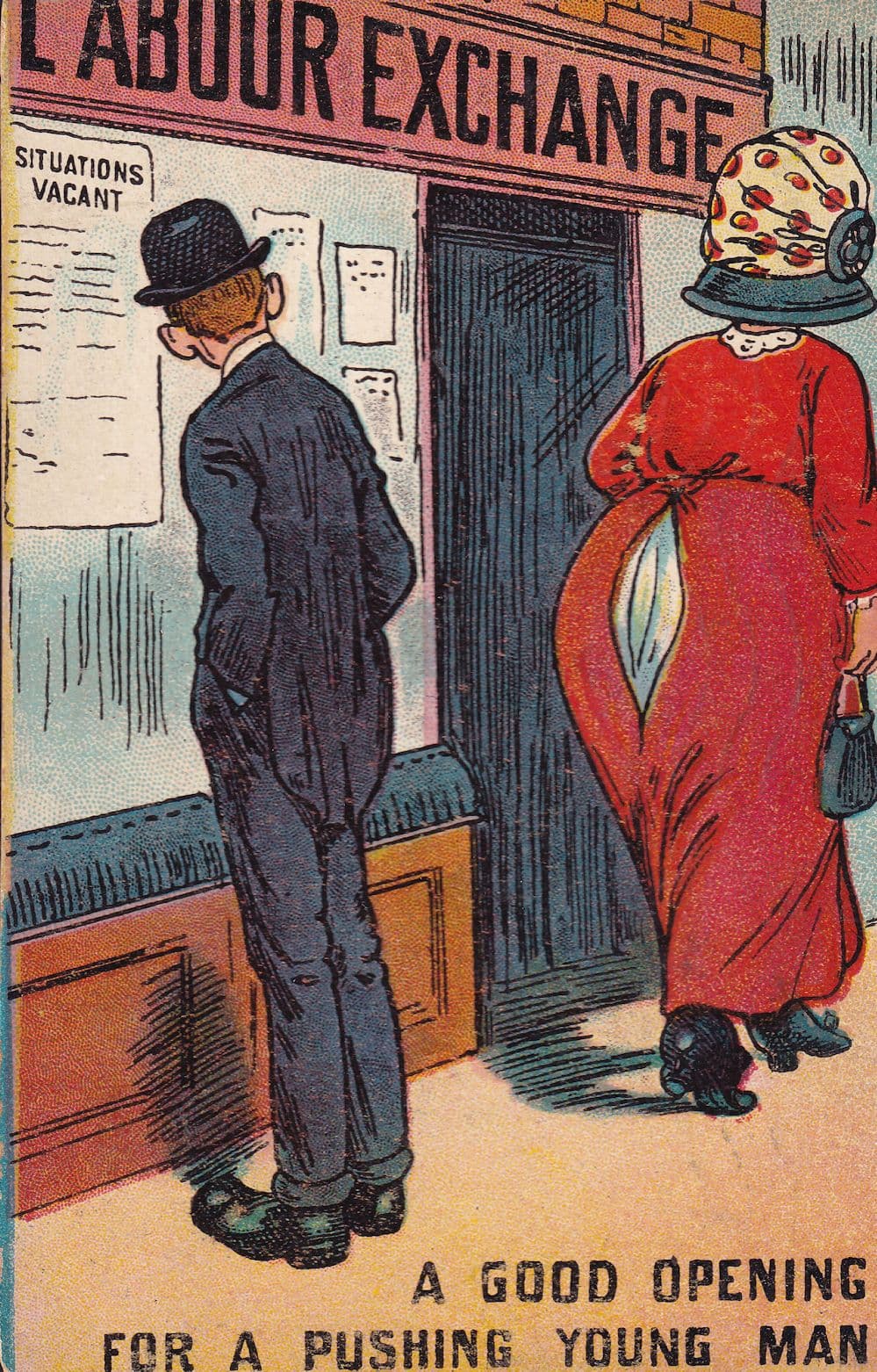 Labour Exchange Job Vacancies Old Comic Postcard