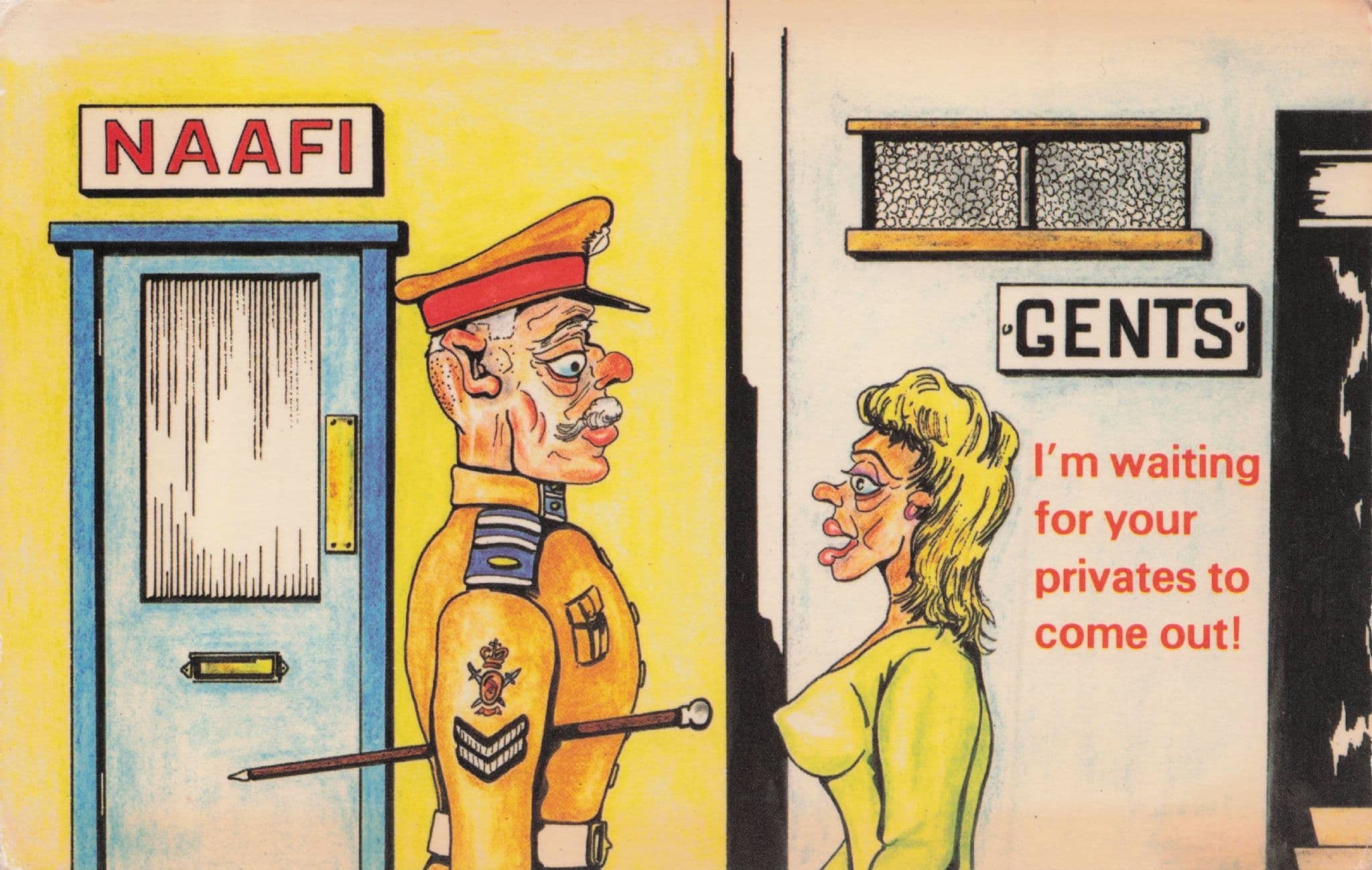 Ladies Gentlemans Military Toilets Army Soldier 1970s Comic Postcard