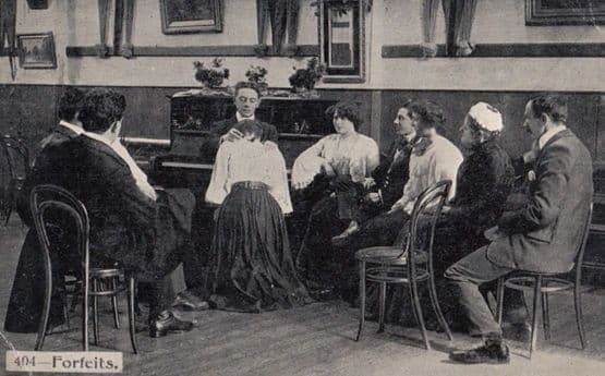 Ladiy Being Really Rude With Man Forfeits Parlour Game Antique Postcard
