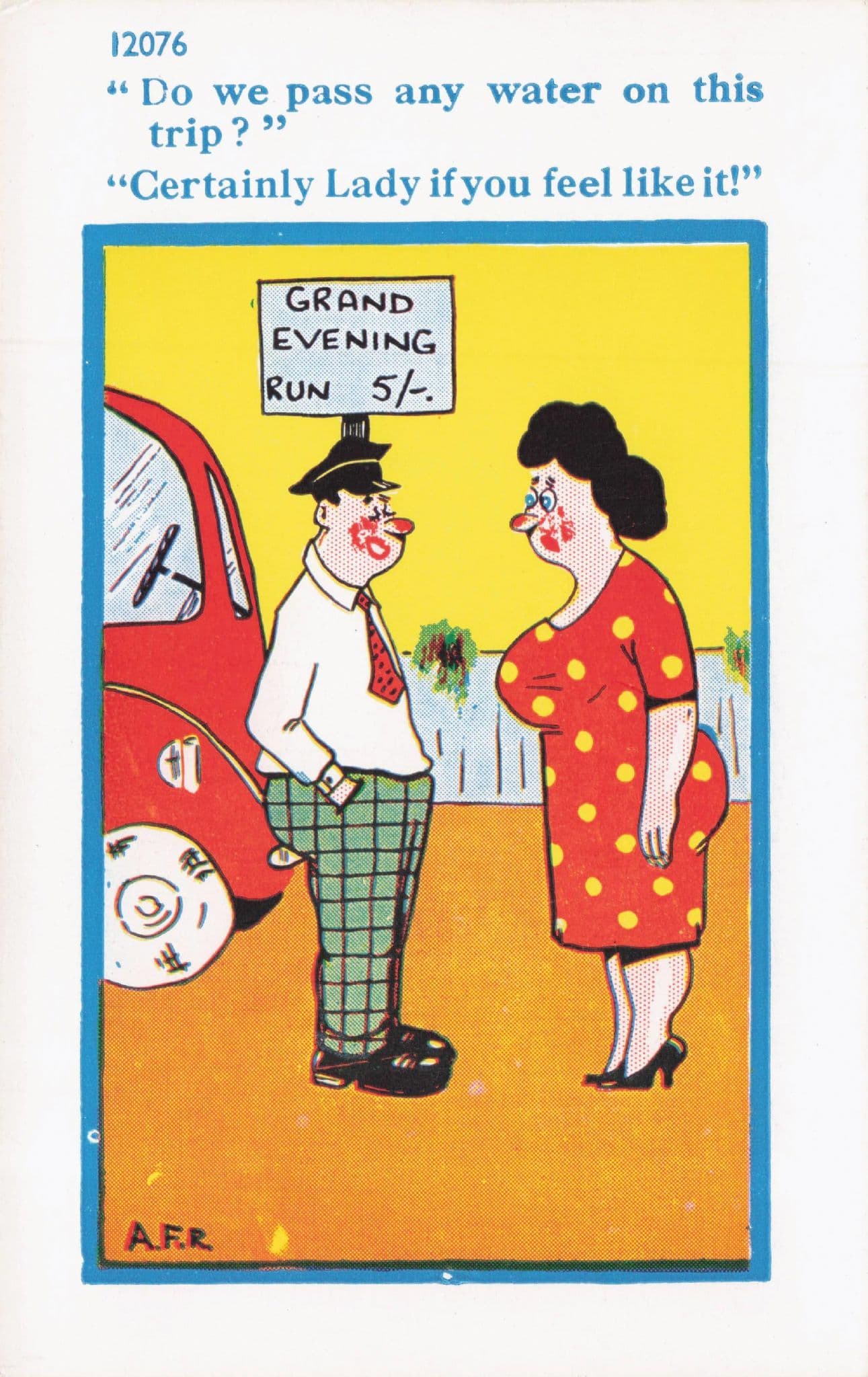 Lady Guided Tour Wants To Pass Water Toilet 1970s Comic Postcard