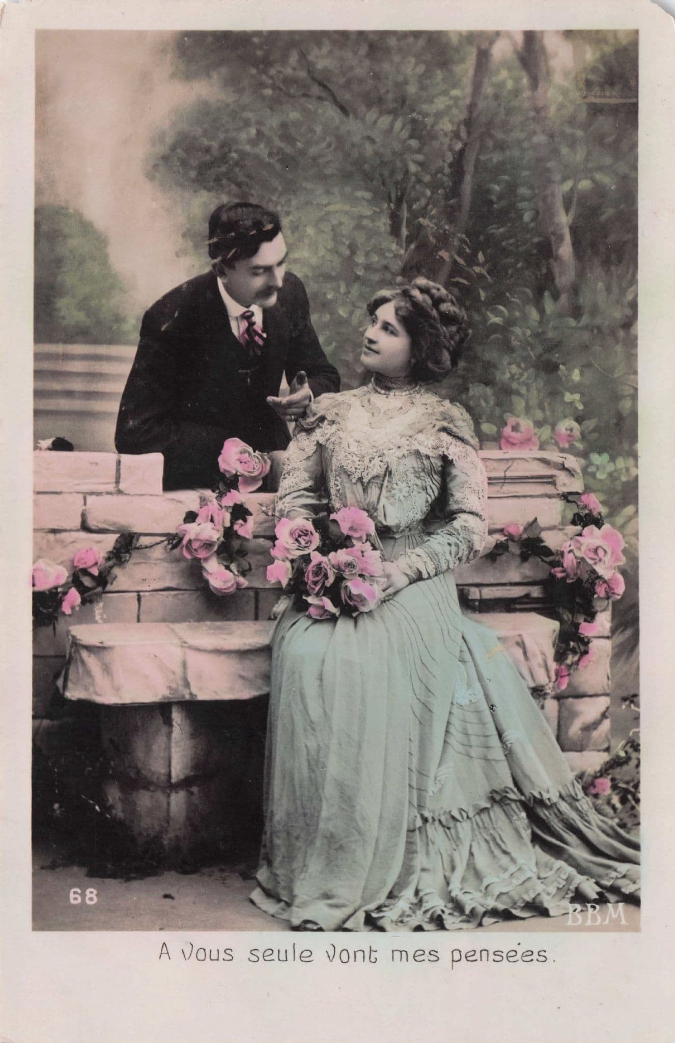 Lady In Green Siren Fashion Erotic Lovers Secret Code French RPC Postcard