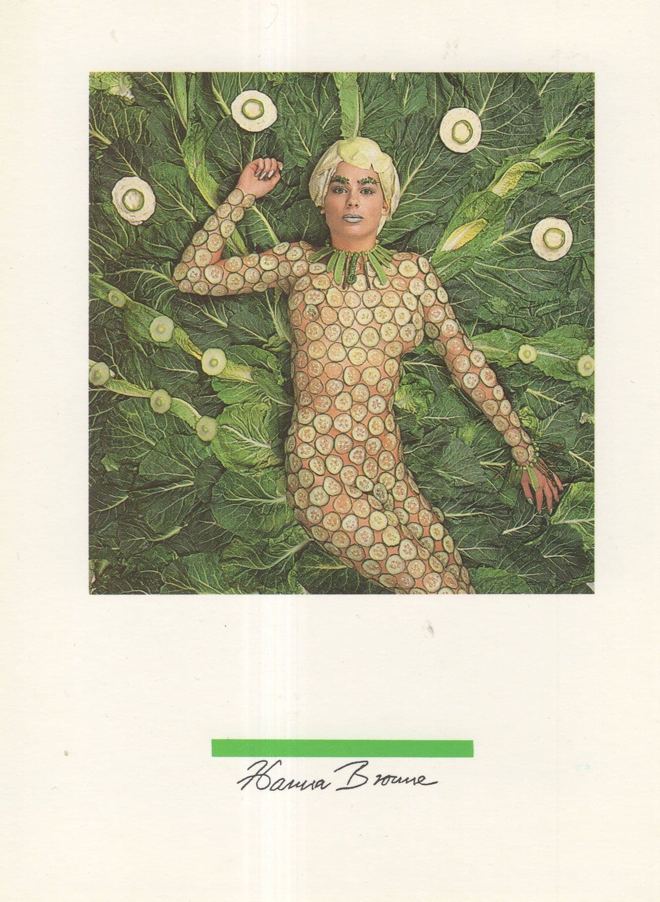 Lady In Lettuce Leaf Vegetable Dress Pop Star Lookalike Postcard