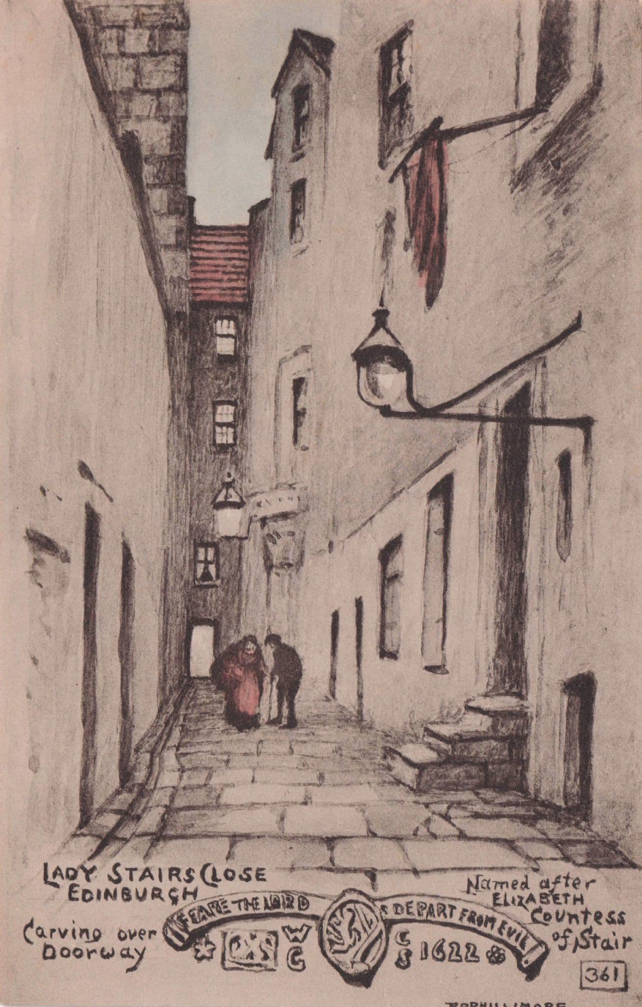 Lady Stairs Close Edinburgh Scottish Countess Phillimore Old Postcard