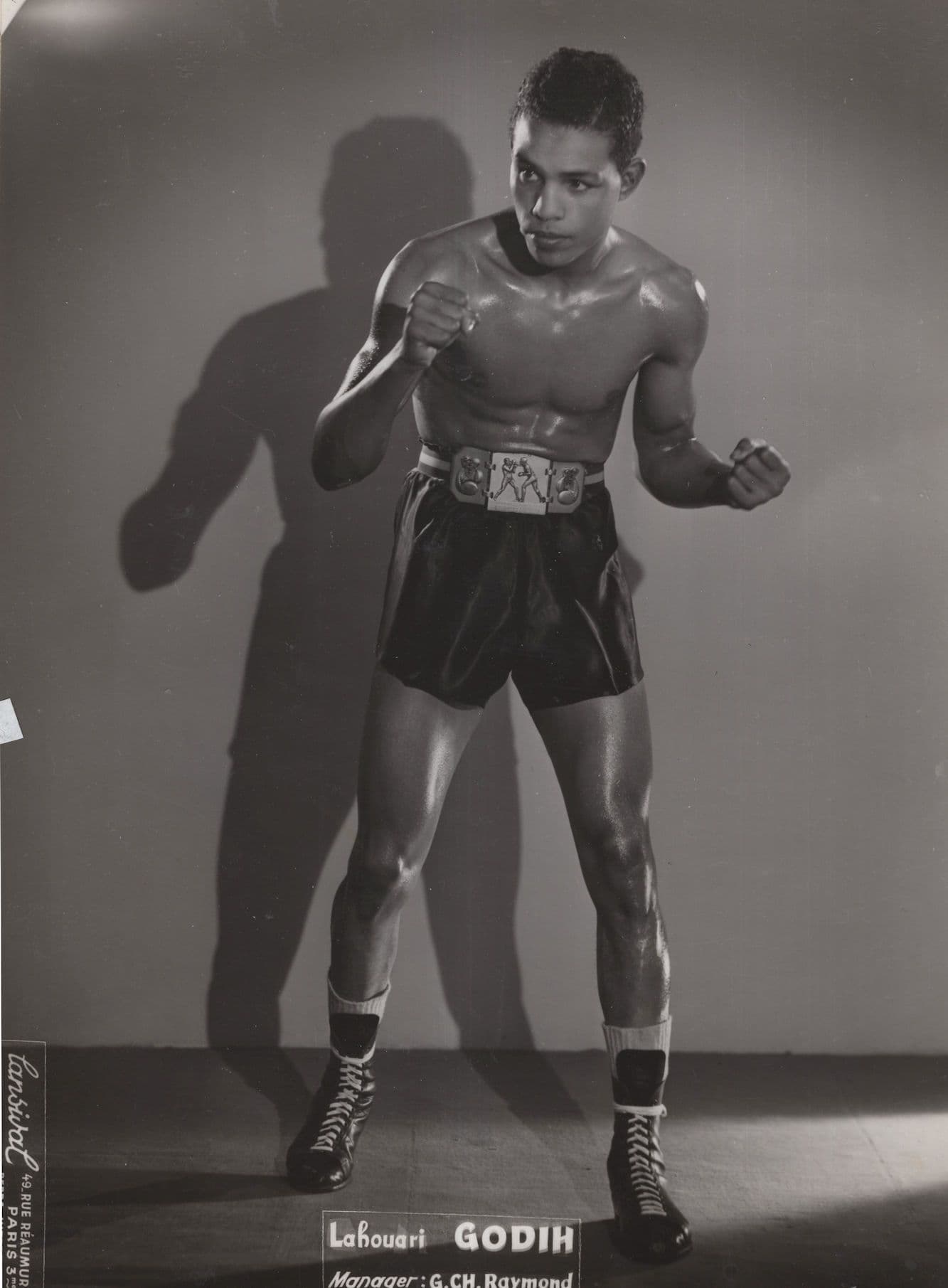 Lahouari Godin Algerian French Boxer Large Old Publicity Photo