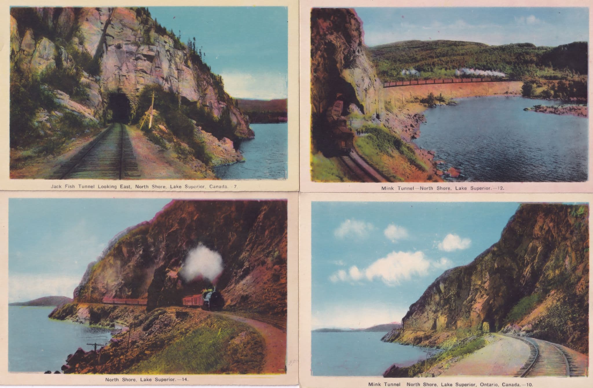 Lake Superior North Shore 8x Boat Train Canada Rare Old Postcard s